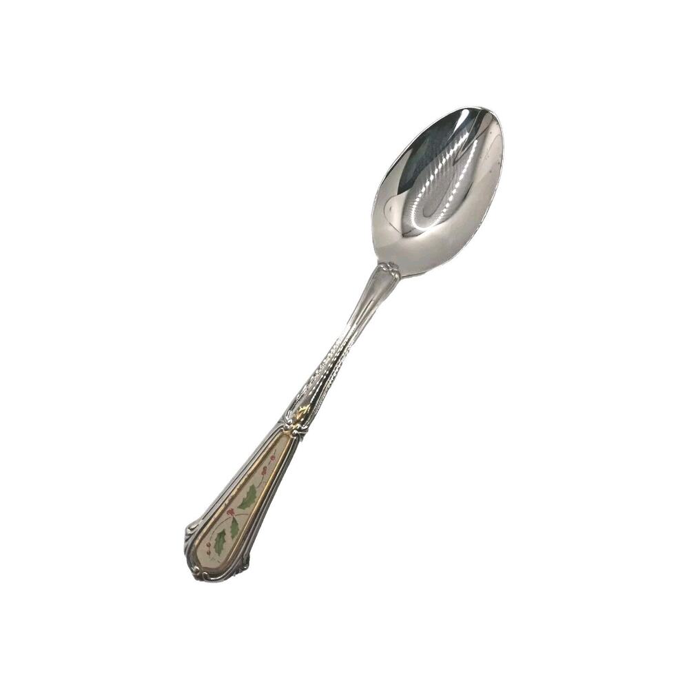 Lenox Holiday Holly & Berry Teaspoon Stainless 18/10 Flatware Vietnam NOS VTG